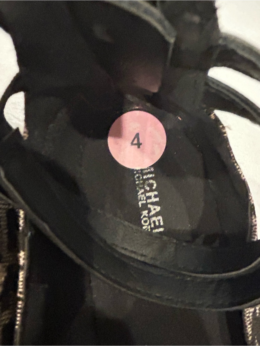 Michael Kors Black and Brown Logo Ballet Flats with Gold MK Medallion - Picture 3 of 6